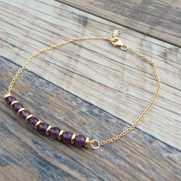 Amethyst anklet, 14k Gold filled, February birthstone - Picture 4 of 8